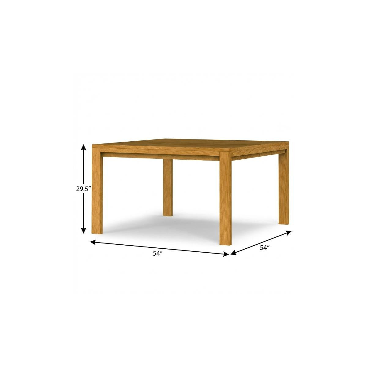 54" Oak Wood Square Dining Table