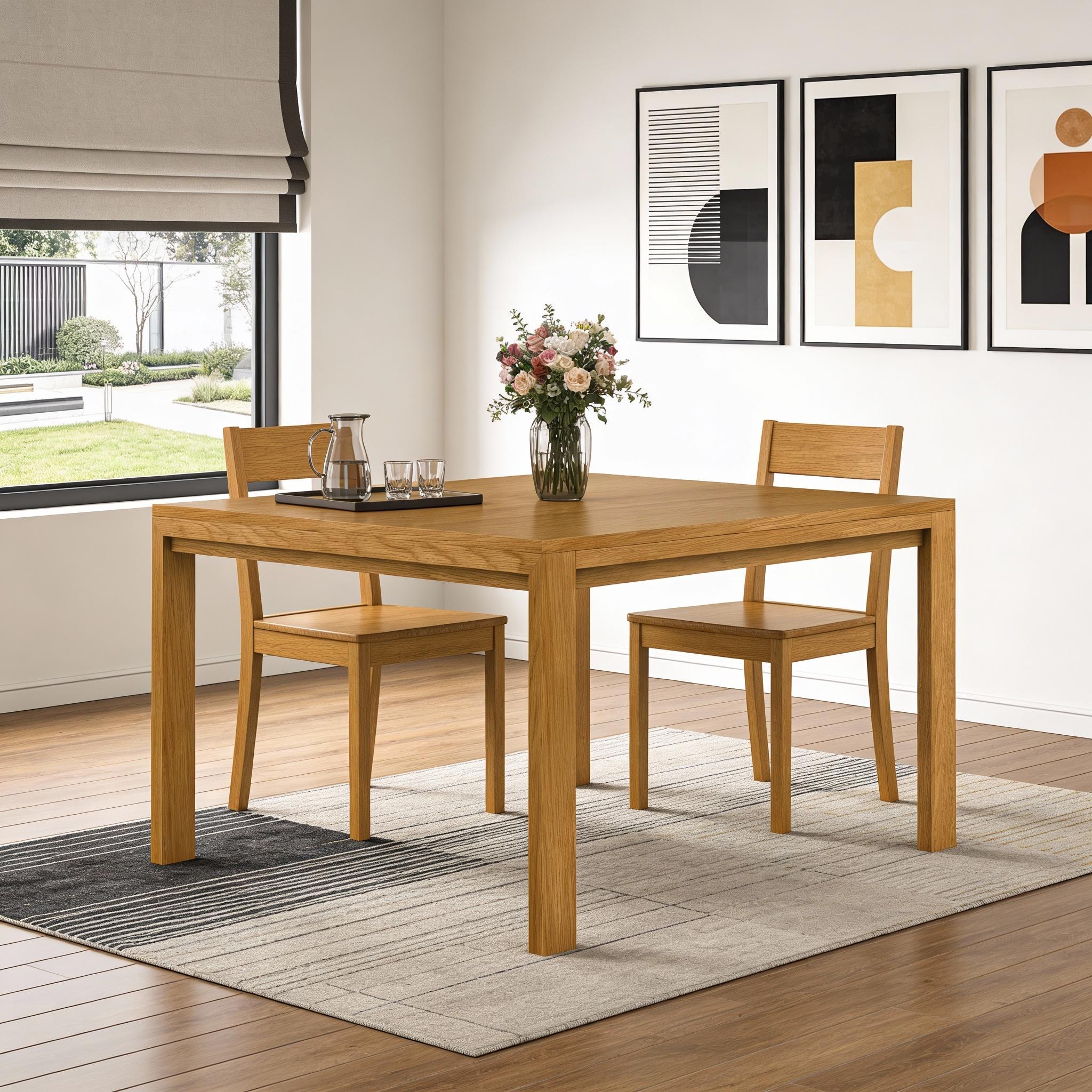 54" Oak Wood Square Dining Table