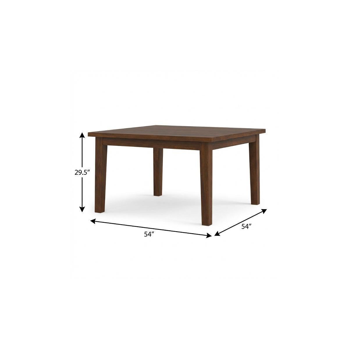54" Walnut Wood Square Dining Table