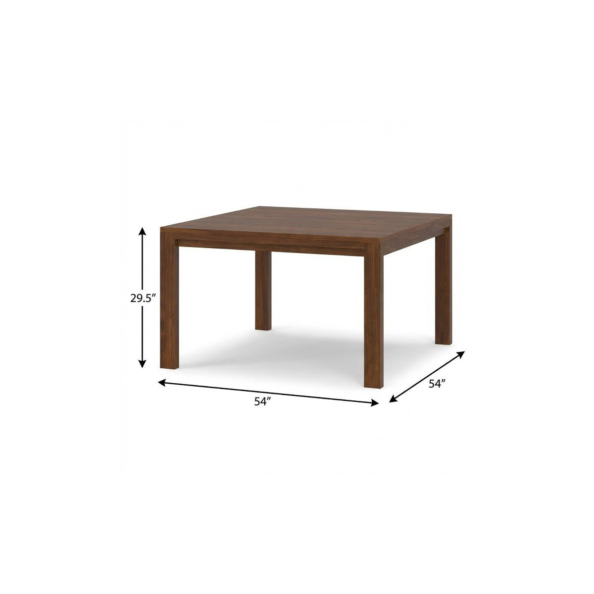 54" Walnut Wood Square Dining Table
