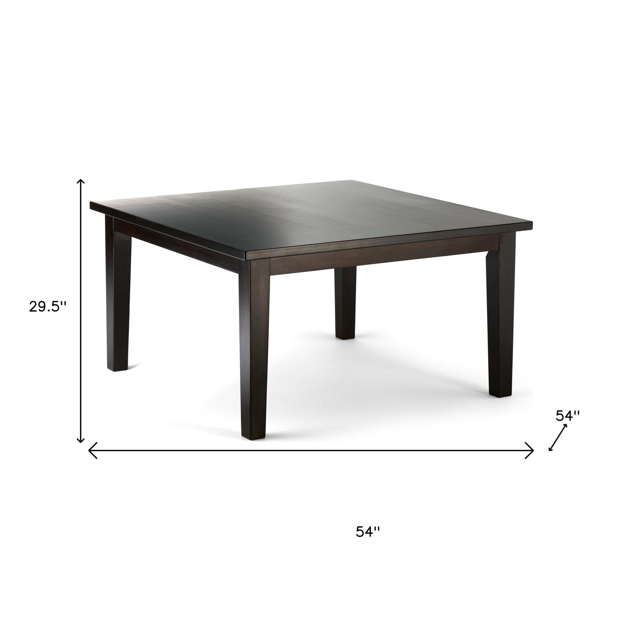 54" Brown Solid Wood Square Dining Table