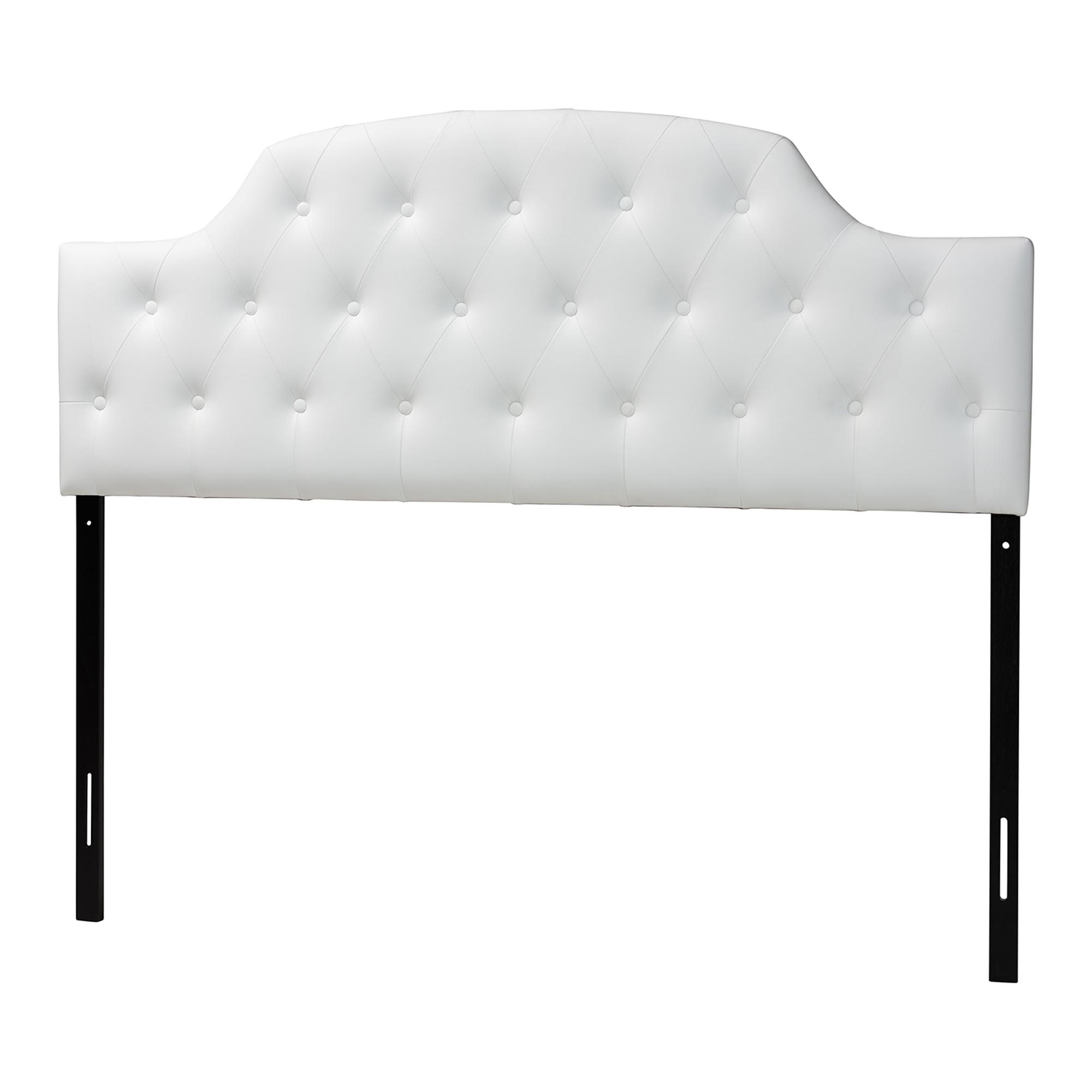Baxton Studio Morris Modern and Contemporary Queen Size White Faux Leather Upholstered Button-tufted Scalloped Headboard
