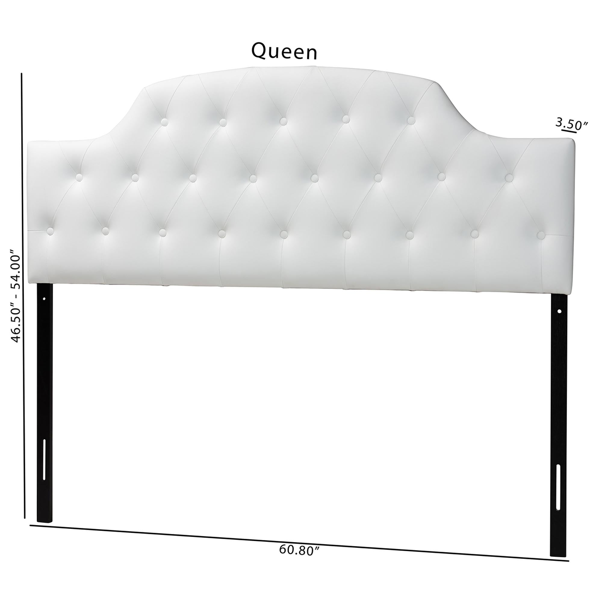 Baxton Studio Morris Modern and Contemporary Queen Size White Faux Leather Upholstered Button-tufted Scalloped Headboard