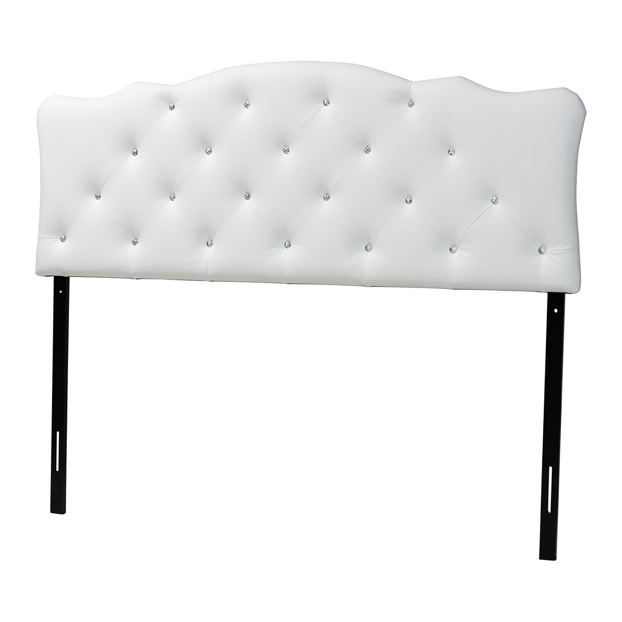 Baxton Studio Rita Modern and Contemporary Full Size White Faux Leather Upholstered Button-tufted Scalloped Headboard