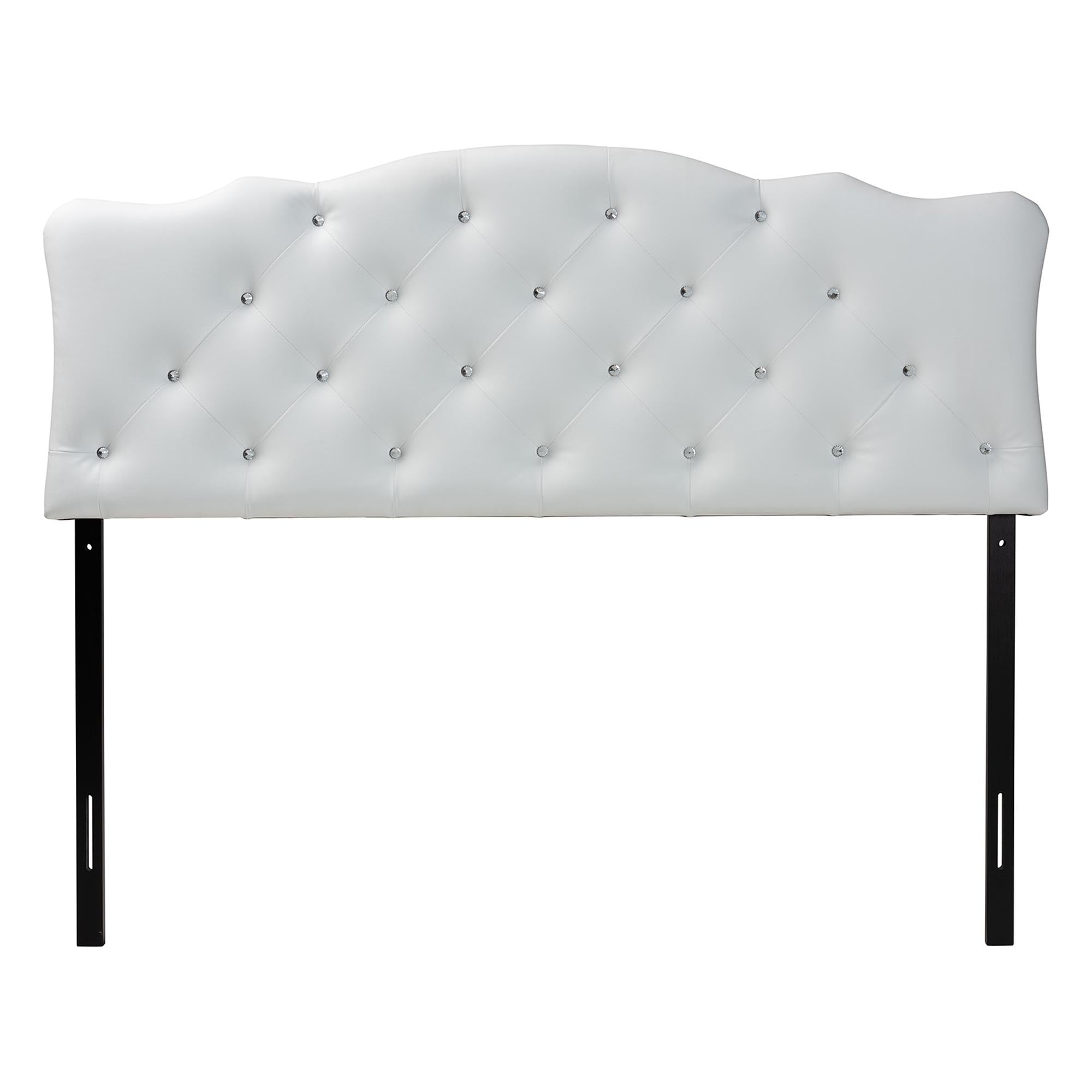 Baxton Studio Rita Modern and Contemporary Full Size White Faux Leather Upholstered Button-tufted Scalloped Headboard