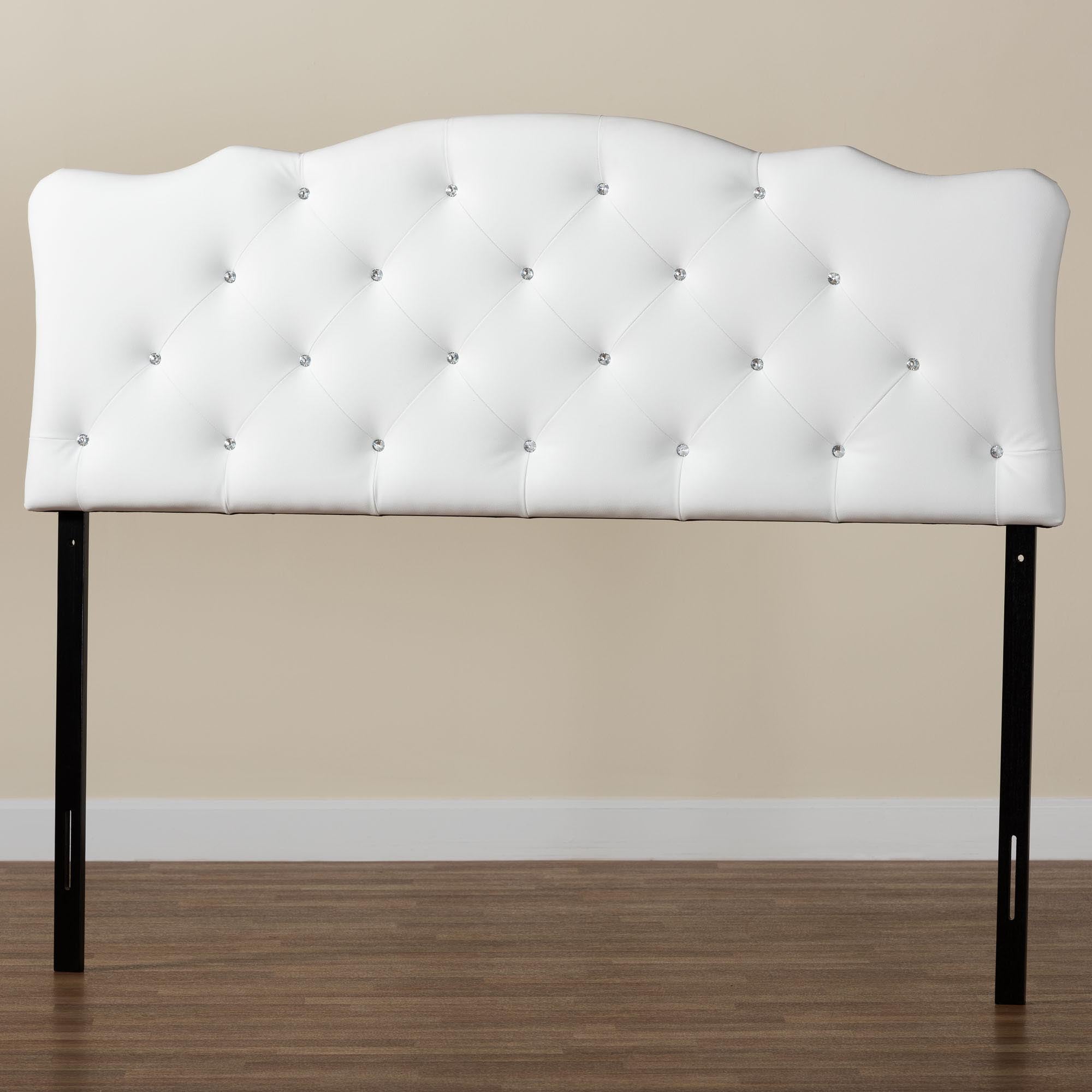 Baxton Studio Rita Modern and Contemporary Full Size White Faux Leather Upholstered Button-tufted Scalloped Headboard