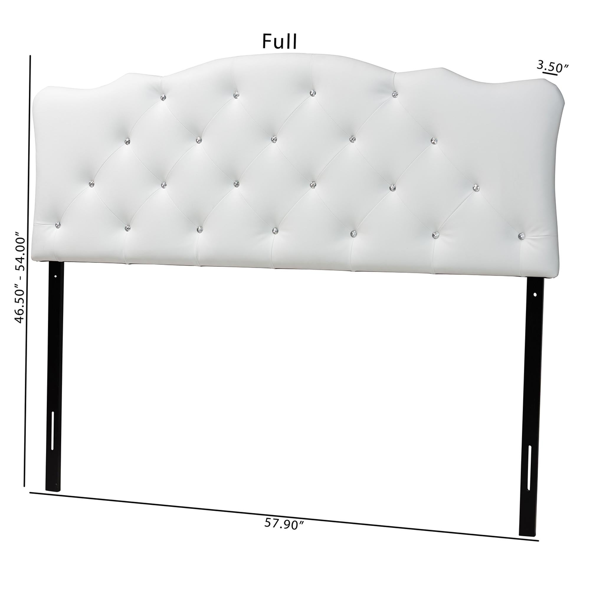 Baxton Studio Rita Modern and Contemporary Full Size White Faux Leather Upholstered Button-tufted Scalloped Headboard