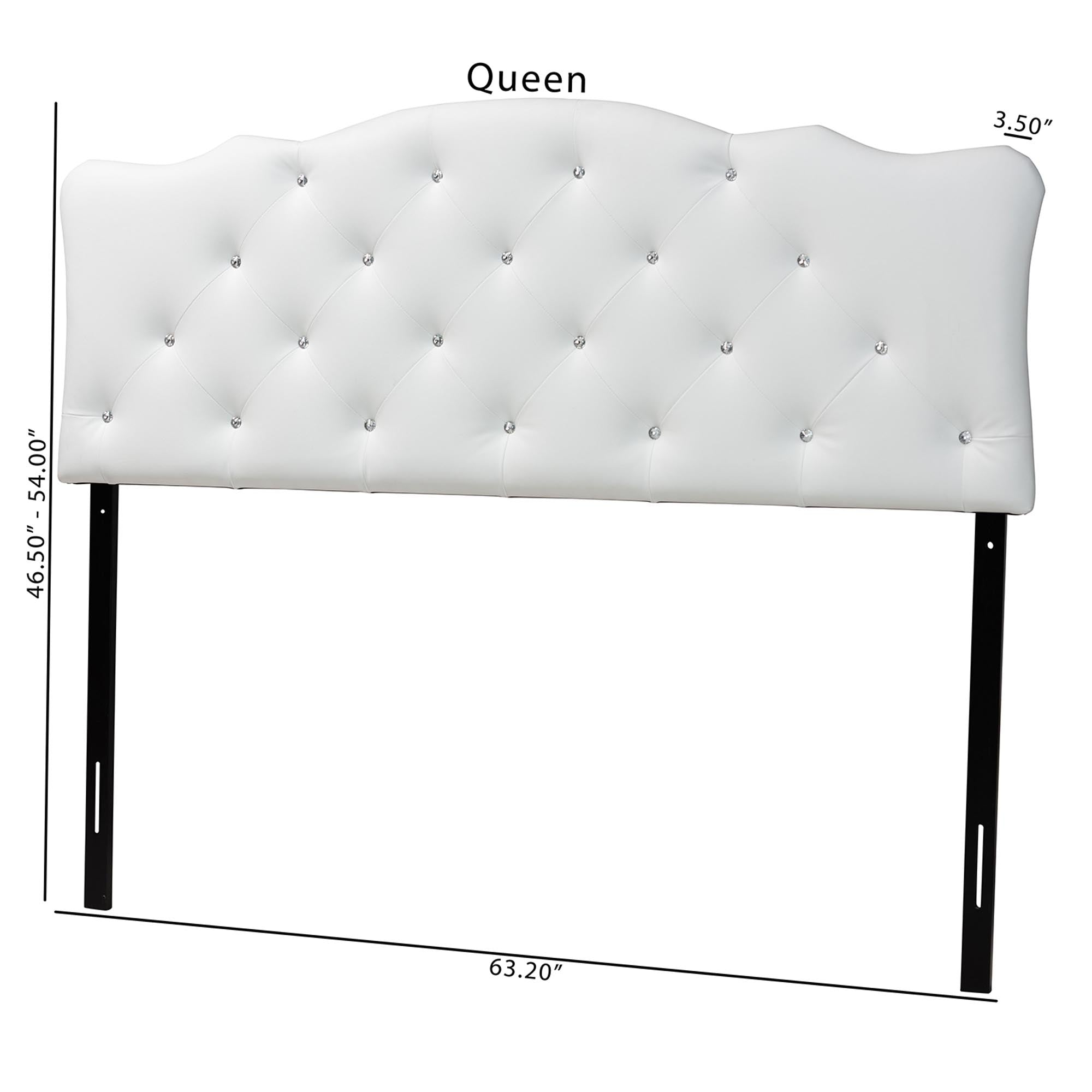 Baxton Studio Rita Modern and Contemporary Full Size White Faux Leather Upholstered Button-tufted Scalloped Headboard