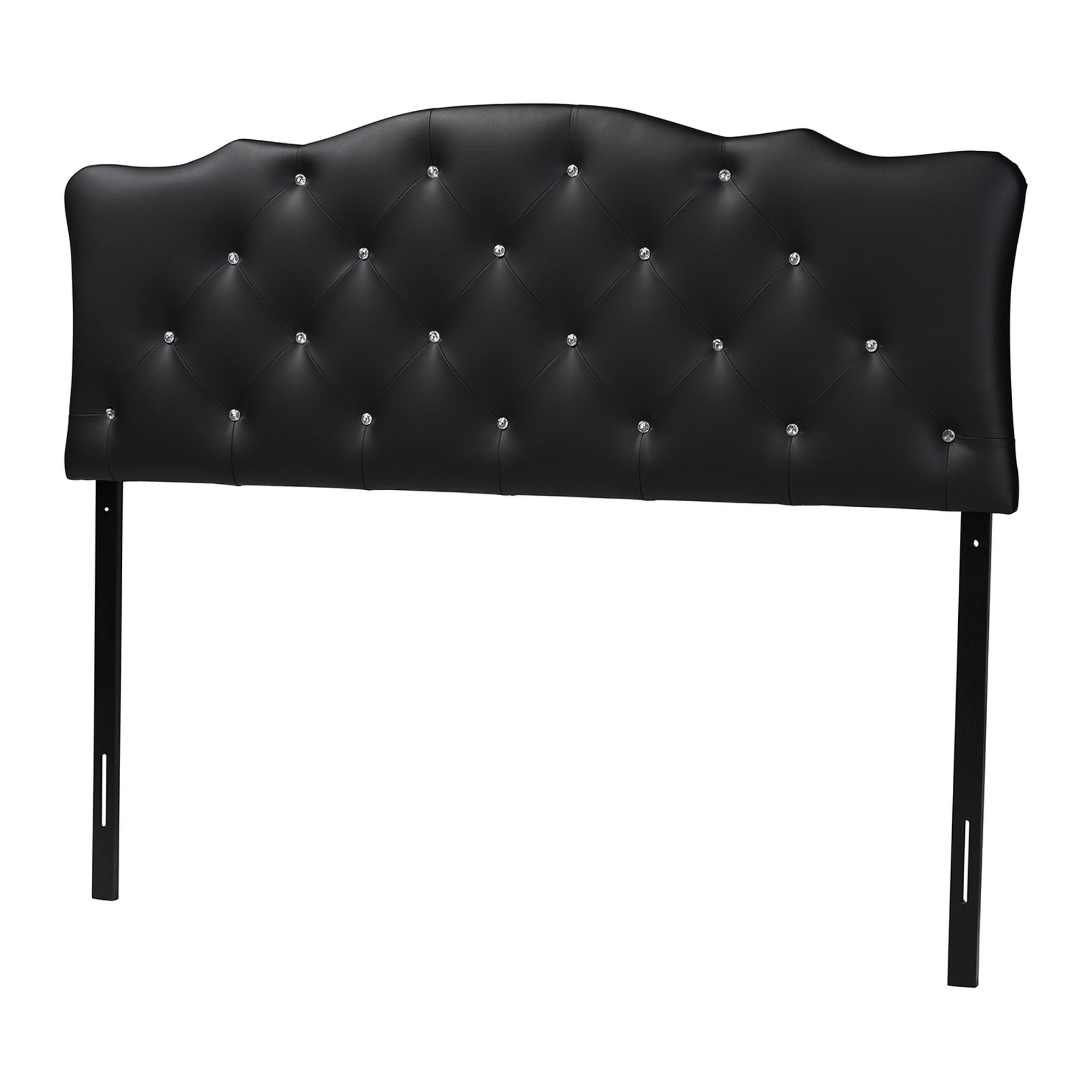 Baxton Studio Rita Modern and Contemporary Queen Size Black Faux Leather Upholstered Button-tufted Scalloped Headboard