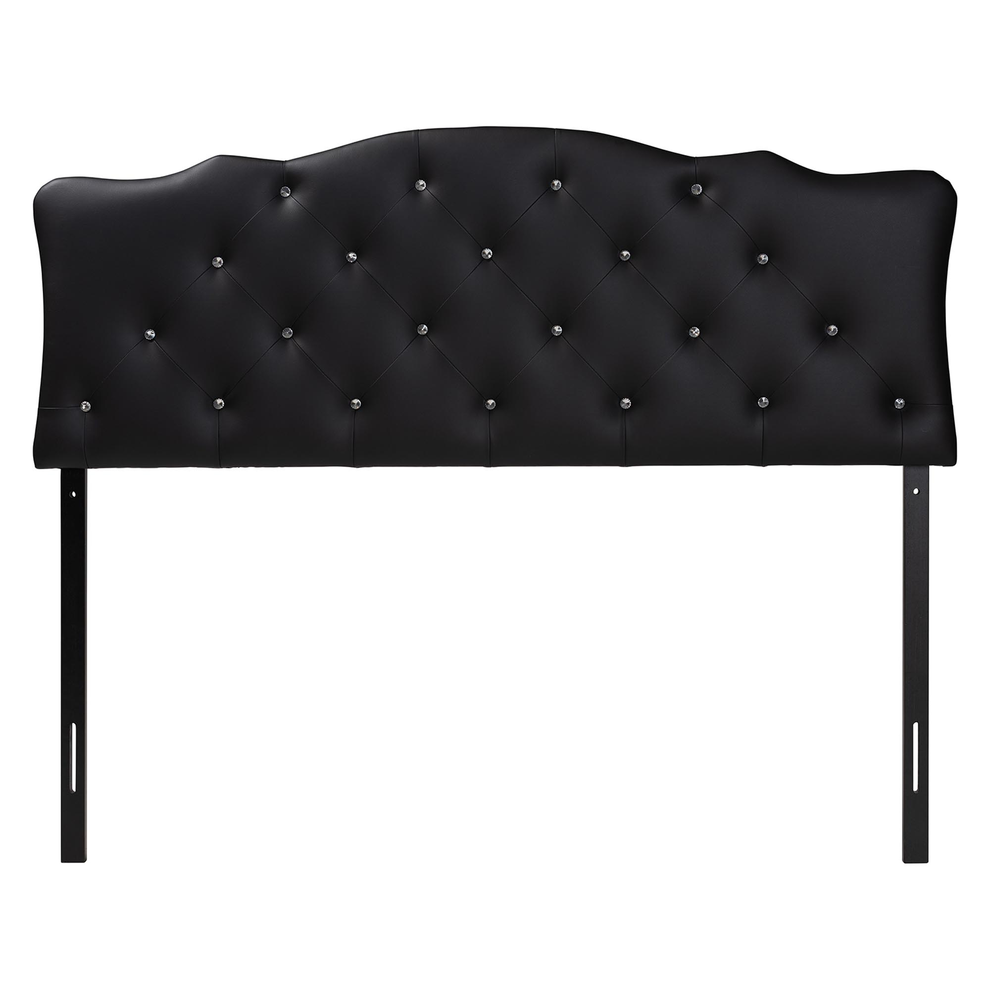 Baxton Studio Rita Modern and Contemporary Queen Size Black Faux Leather Upholstered Button-tufted Scalloped Headboard