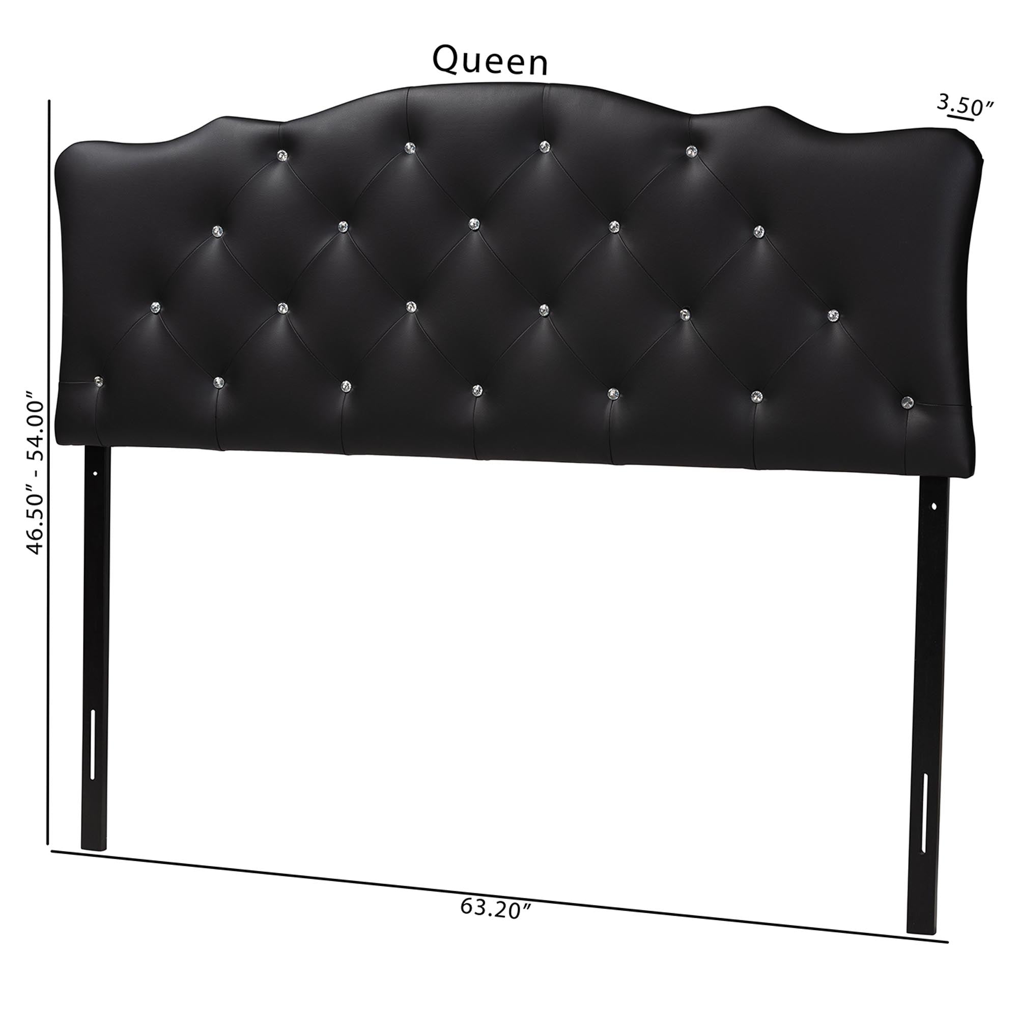 Baxton Studio Rita Modern and Contemporary Queen Size Black Faux Leather Upholstered Button-tufted Scalloped Headboard