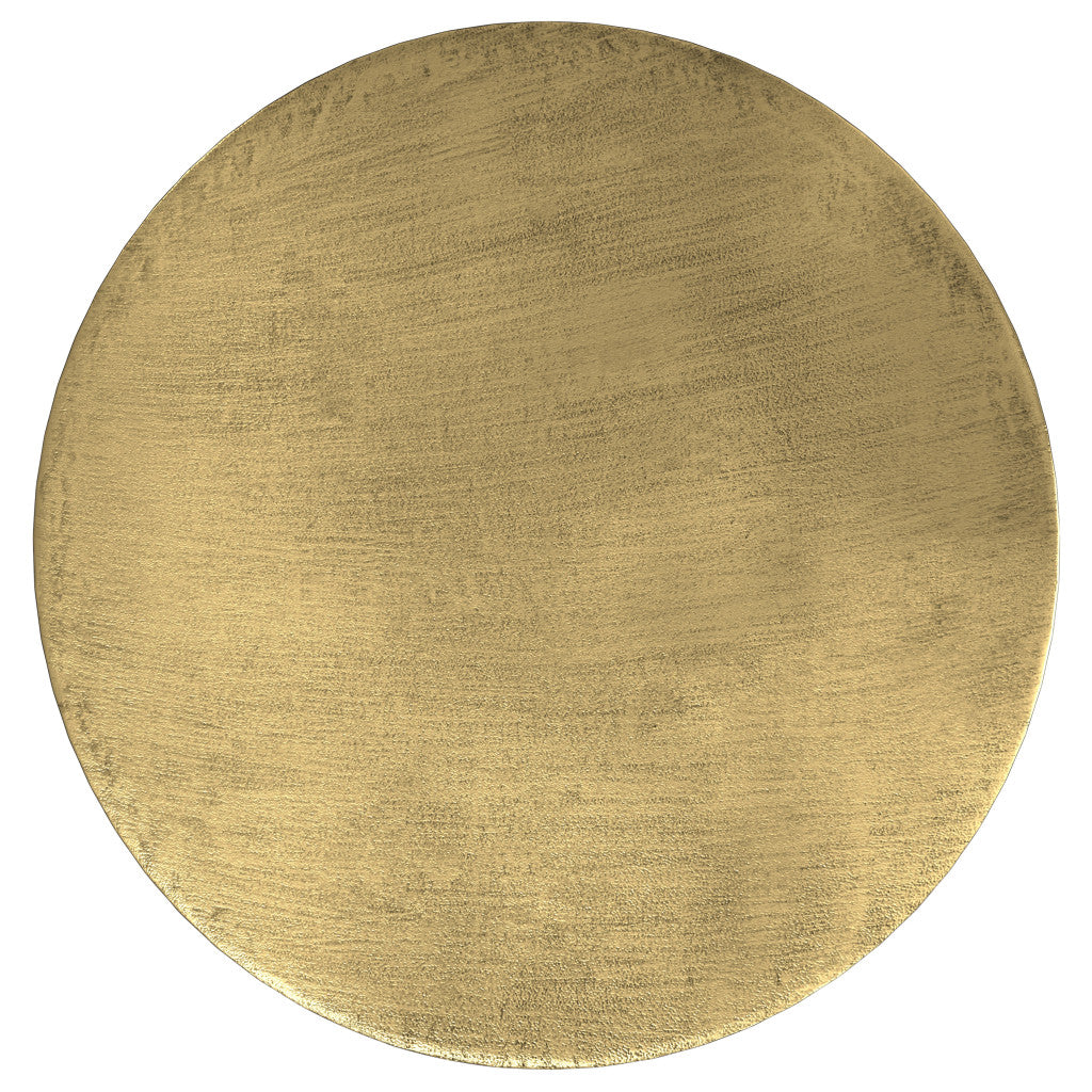 18" Powder Coated Antiqued Gold Distressed Iron Round Drum End Table
