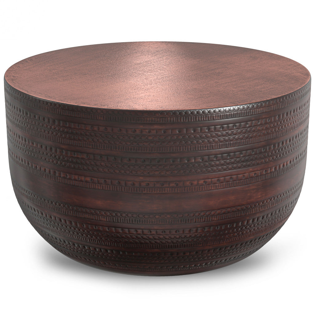 18" Rubbed Bronze Iron Round Drum End Table