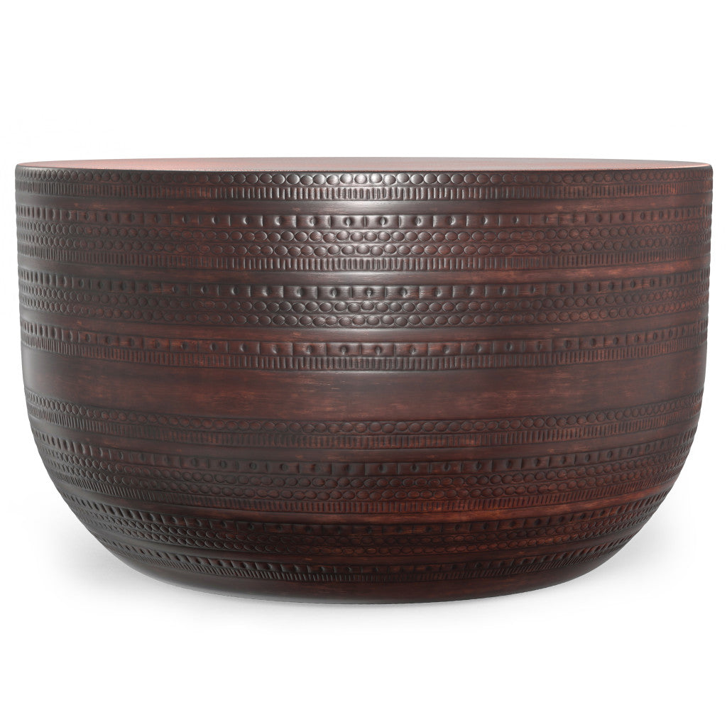 18" Rubbed Bronze Iron Round Drum End Table