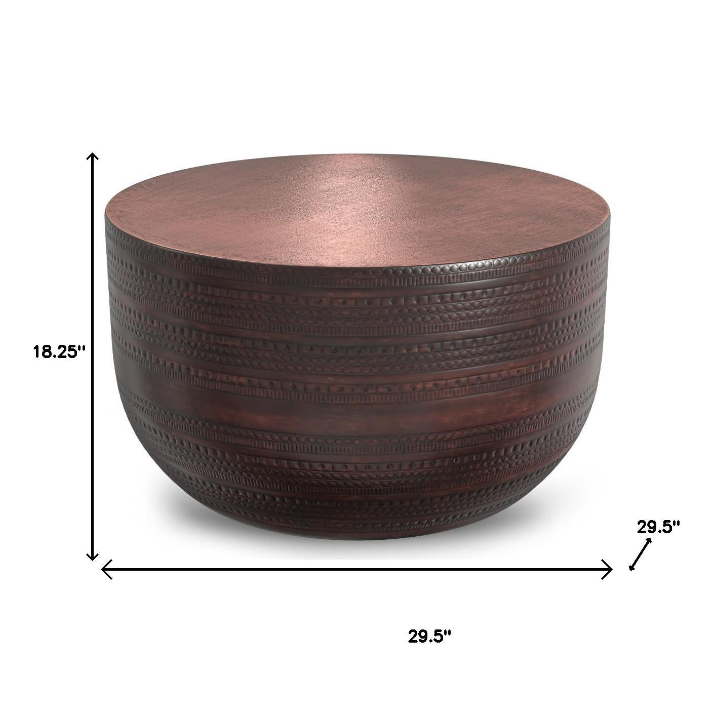 18" Rubbed Bronze Iron Round Drum End Table