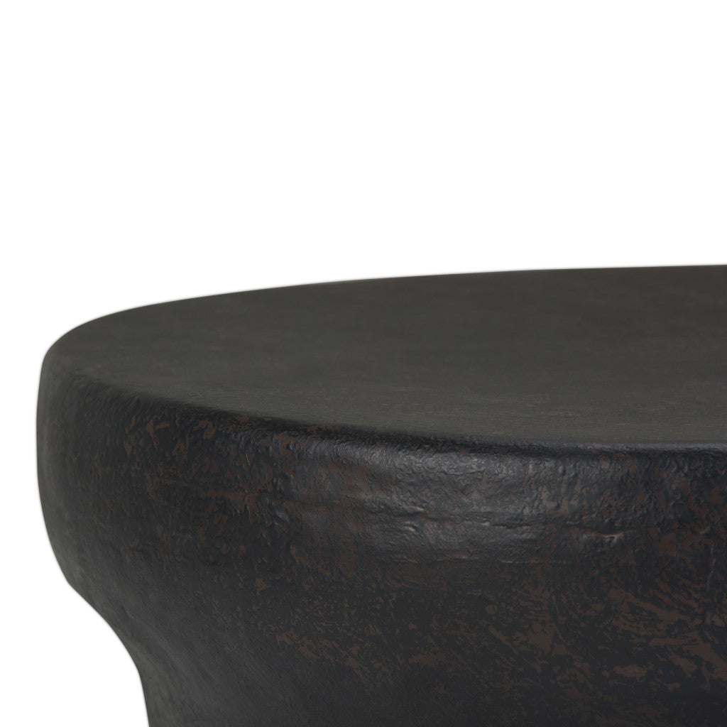 18" Antique Antiqued Bronze Distressed Iron Round Drum End Table