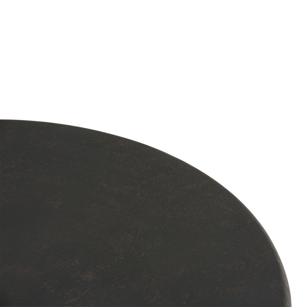 18" Antique Antiqued Bronze Distressed Iron Round Drum End Table
