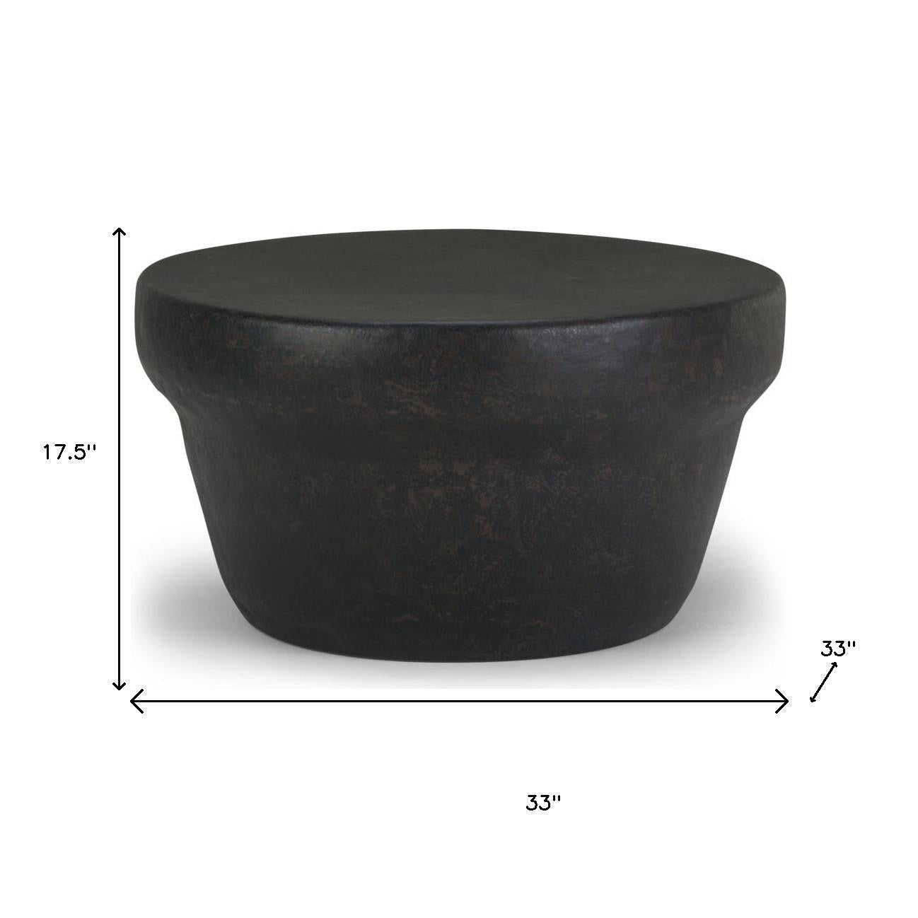 18" Antique Antiqued Bronze Distressed Iron Round Drum End Table