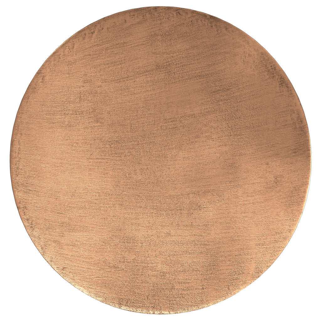 18" Antique Copper Distressed Iron Round Drum End Table