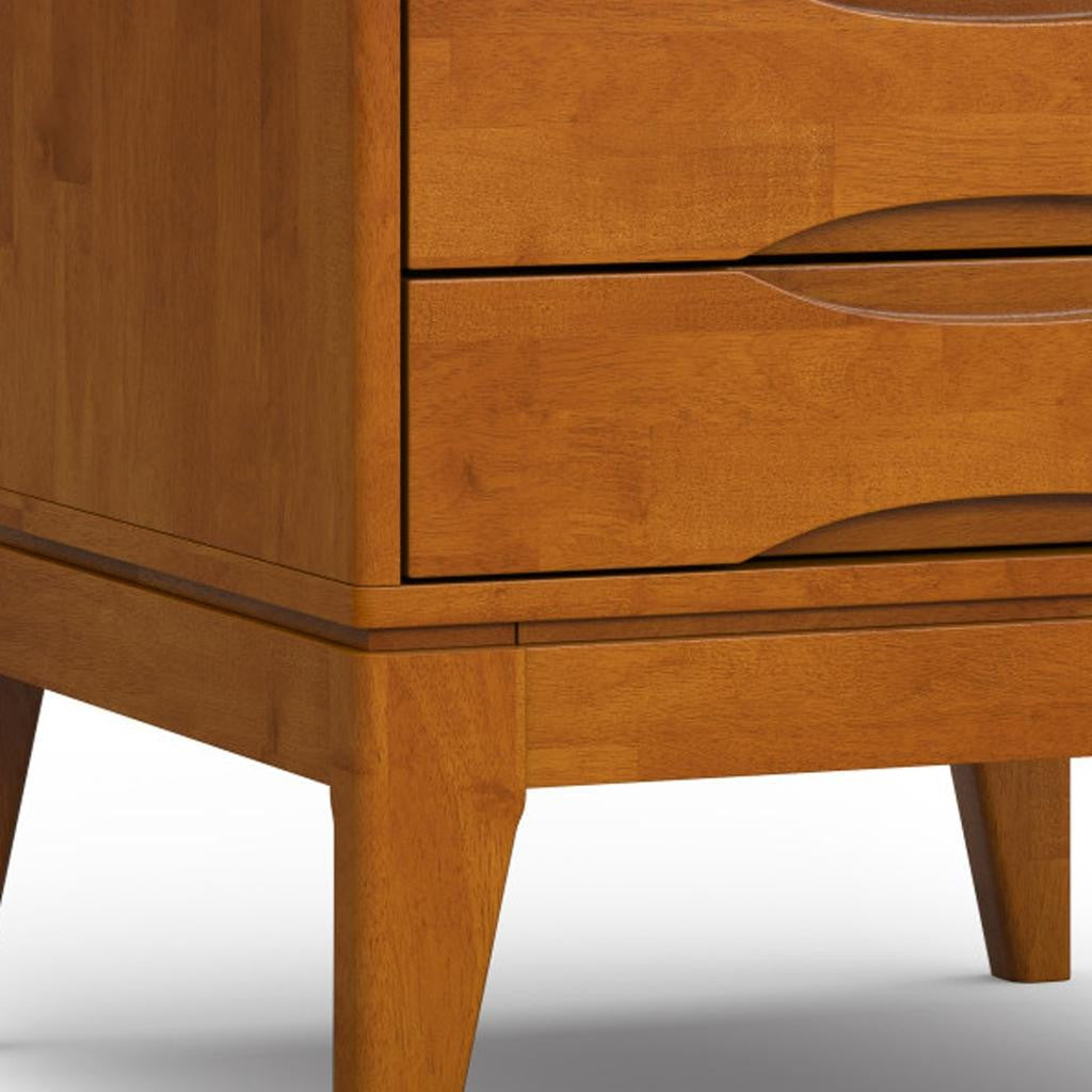 20" Natural Brown Wood Square End Table With Two Drawers
