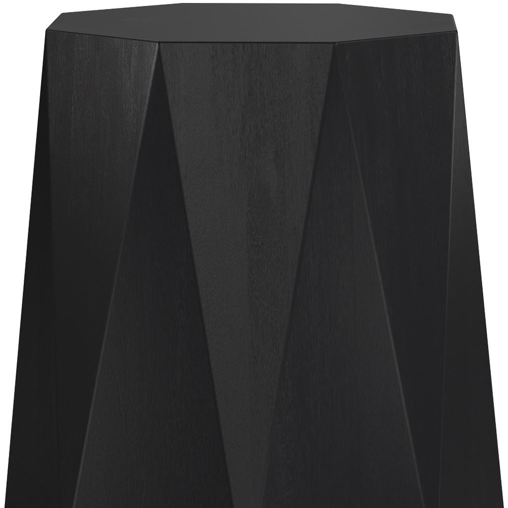 21" Matte Black Solid Wood Octagonal Block End Table