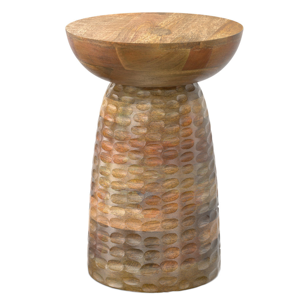 18" Natural Natural Solid Wood Round Pedestal End Table