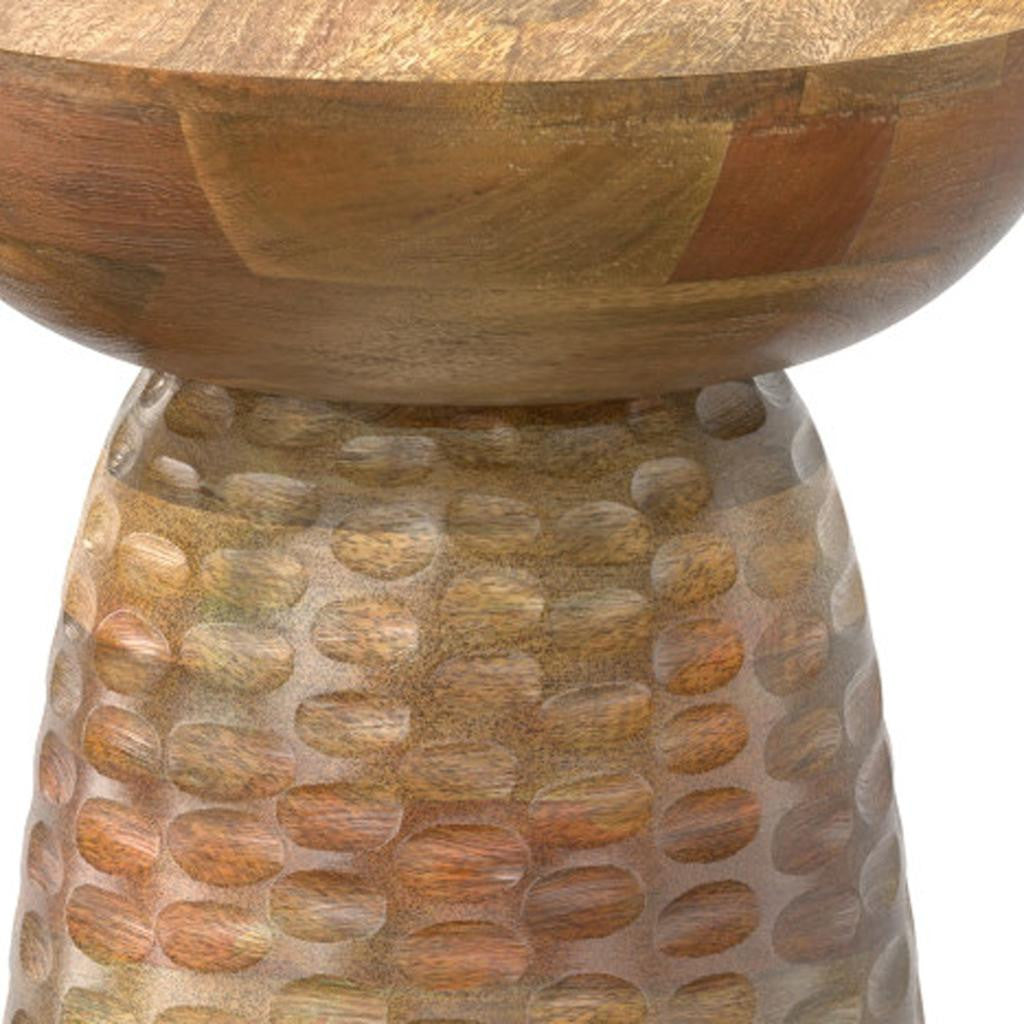 18" Natural Natural Solid Wood Round Pedestal End Table