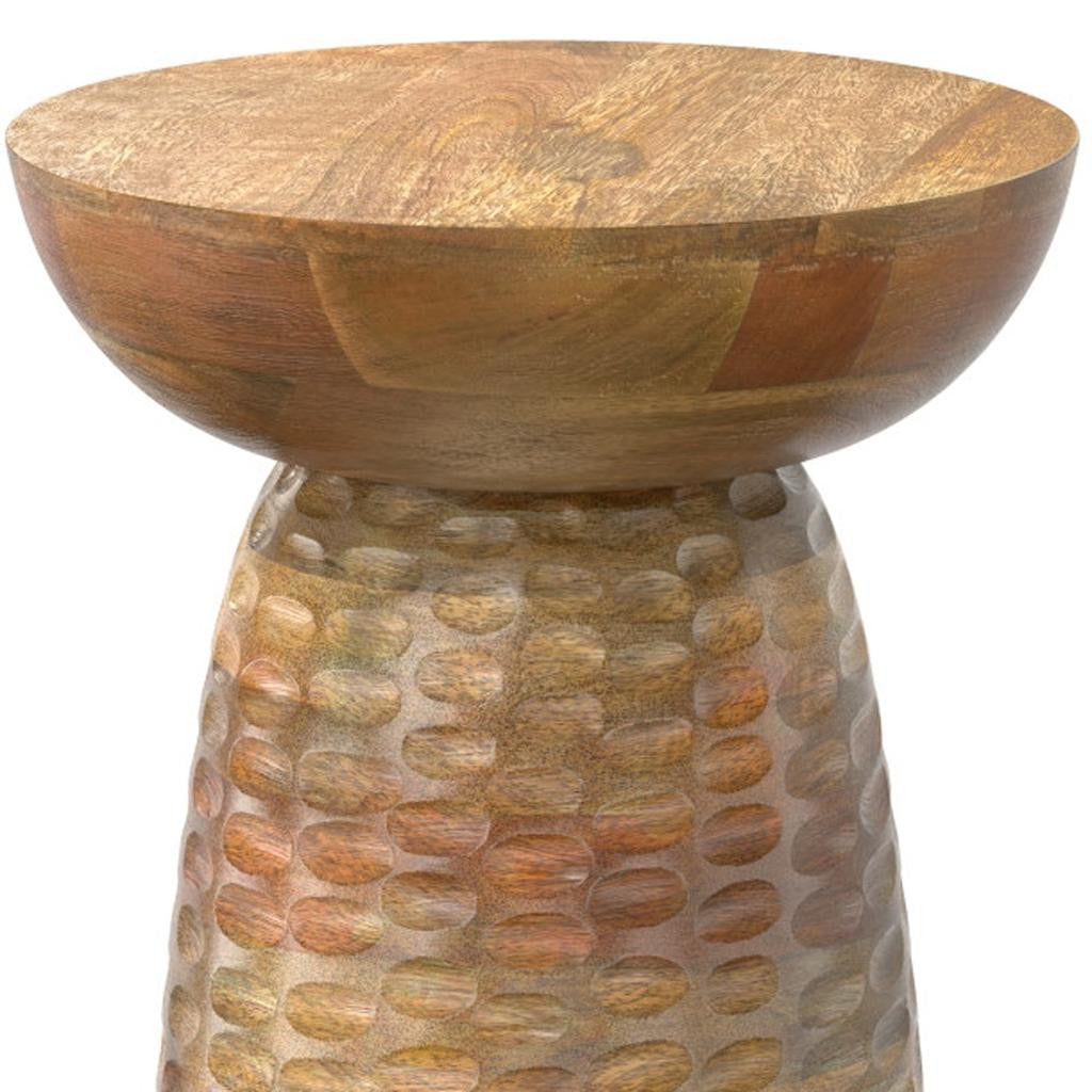 18" Natural Natural Solid Wood Round Pedestal End Table