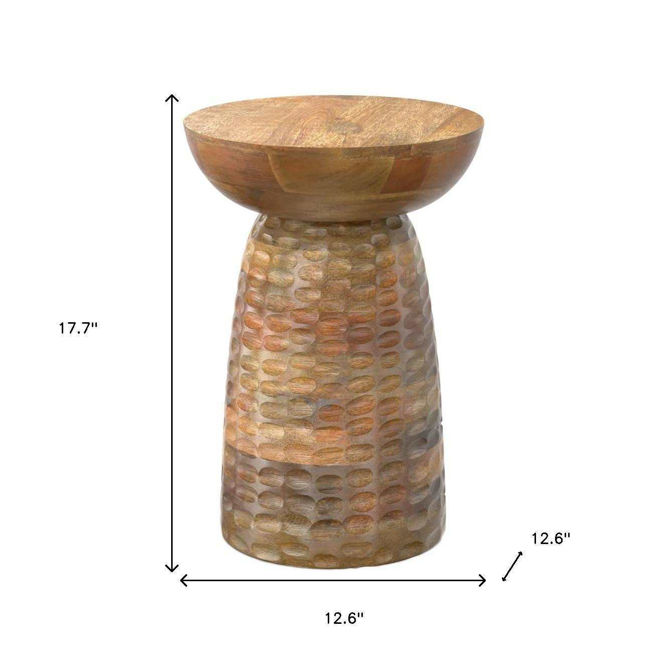 18" Natural Natural Solid Wood Round Pedestal End Table