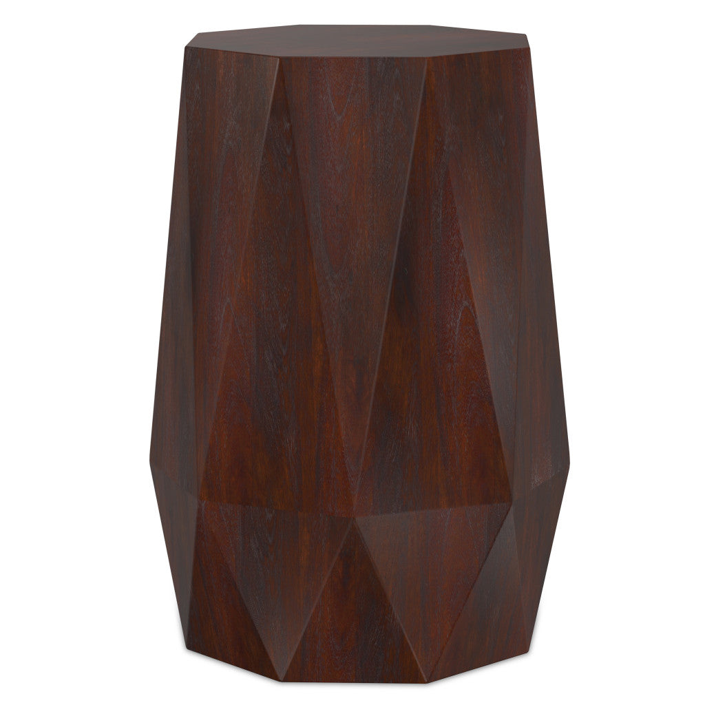21" Varnished Walnut Solid Wood Octagonal Block End Table
