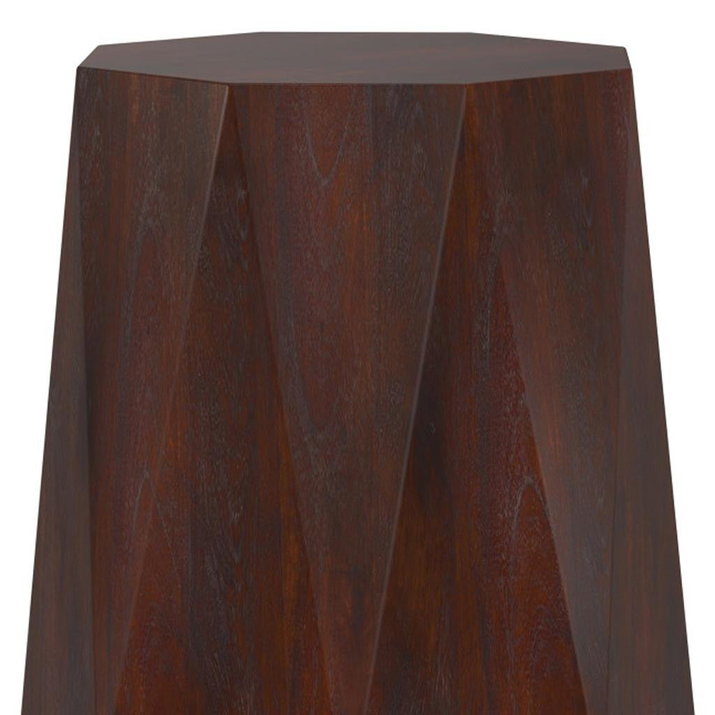 21" Varnished Walnut Solid Wood Octagonal Block End Table