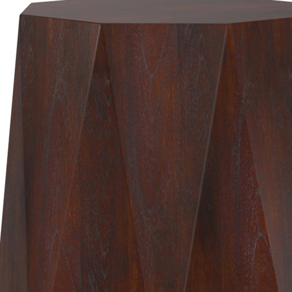 21" Varnished Walnut Solid Wood Octagonal Block End Table