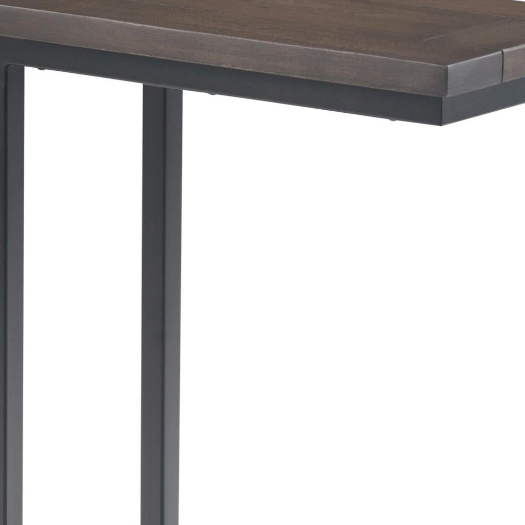 24" Powder Coated Walnut and Black Solid Wood and Iron End Table