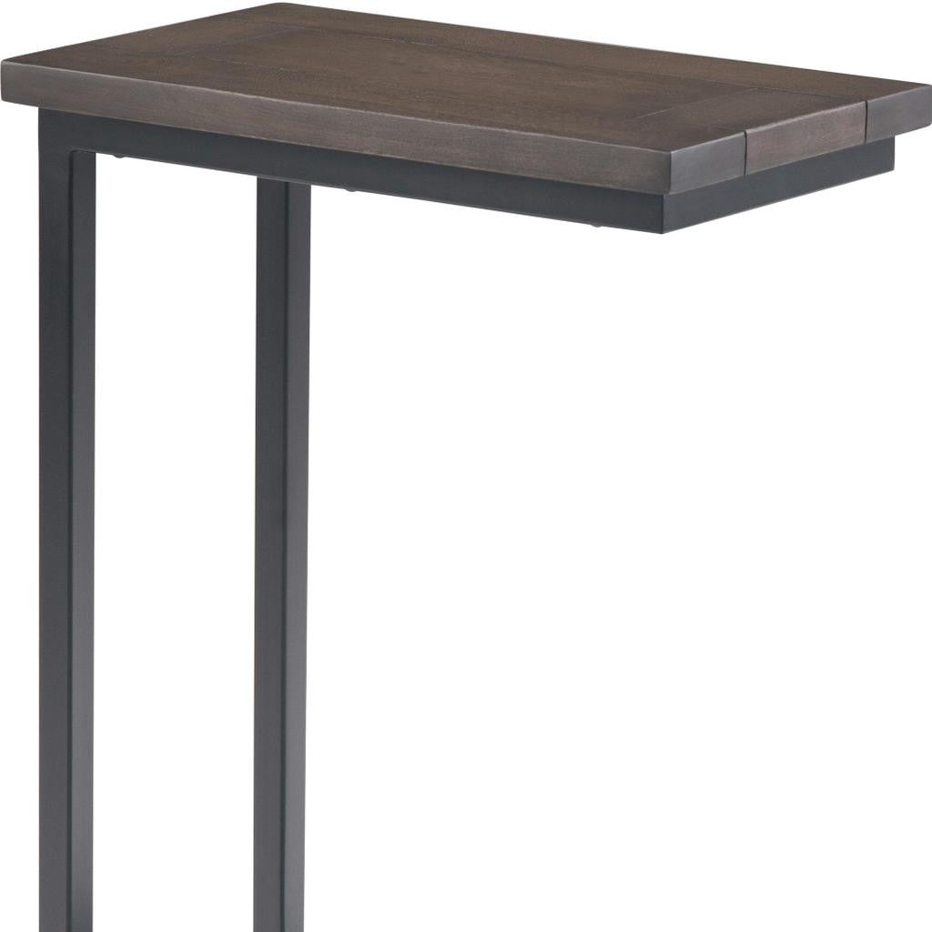 24" Powder Coated Walnut and Black Solid Wood and Iron End Table
