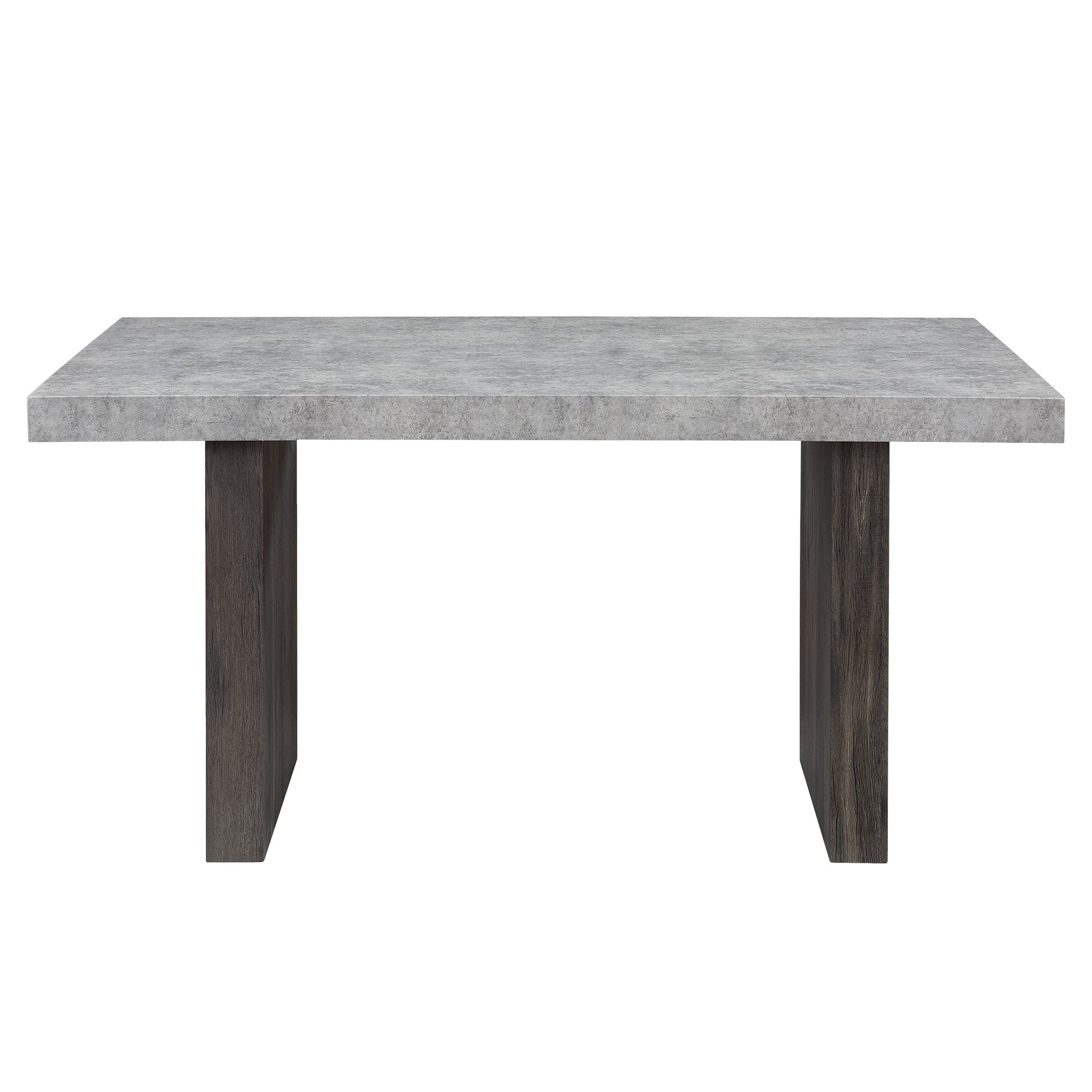 78" Gray and Dark Brown Faux Marble and Wood Double Pedestal Base Dining Table