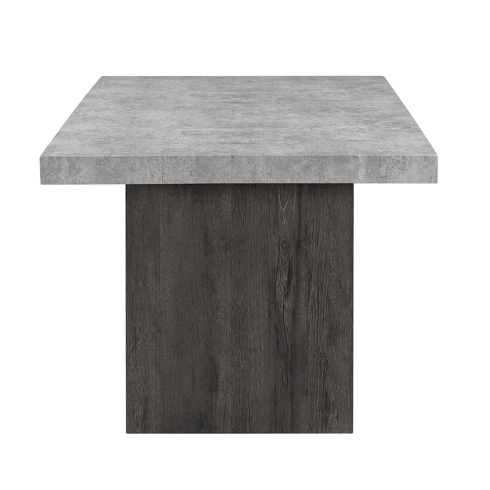 78" Gray and Dark Brown Faux Marble and Wood Double Pedestal Base Dining Table