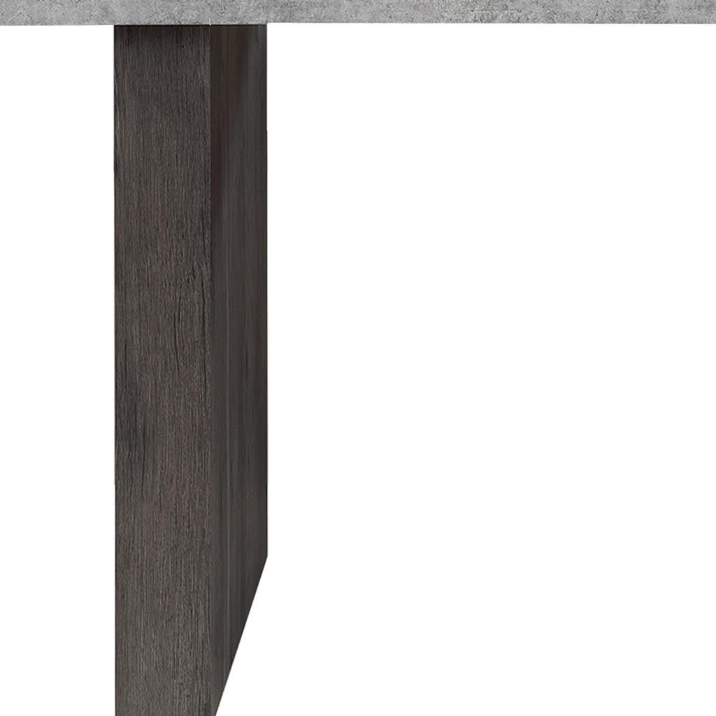 78" Gray and Dark Brown Faux Marble and Wood Double Pedestal Base Dining Table