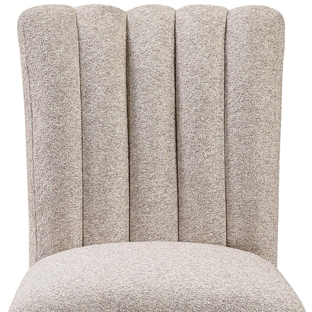 Set of Two 26" Beige and Natural Fabric and Wood Bar Height Bar Chairs