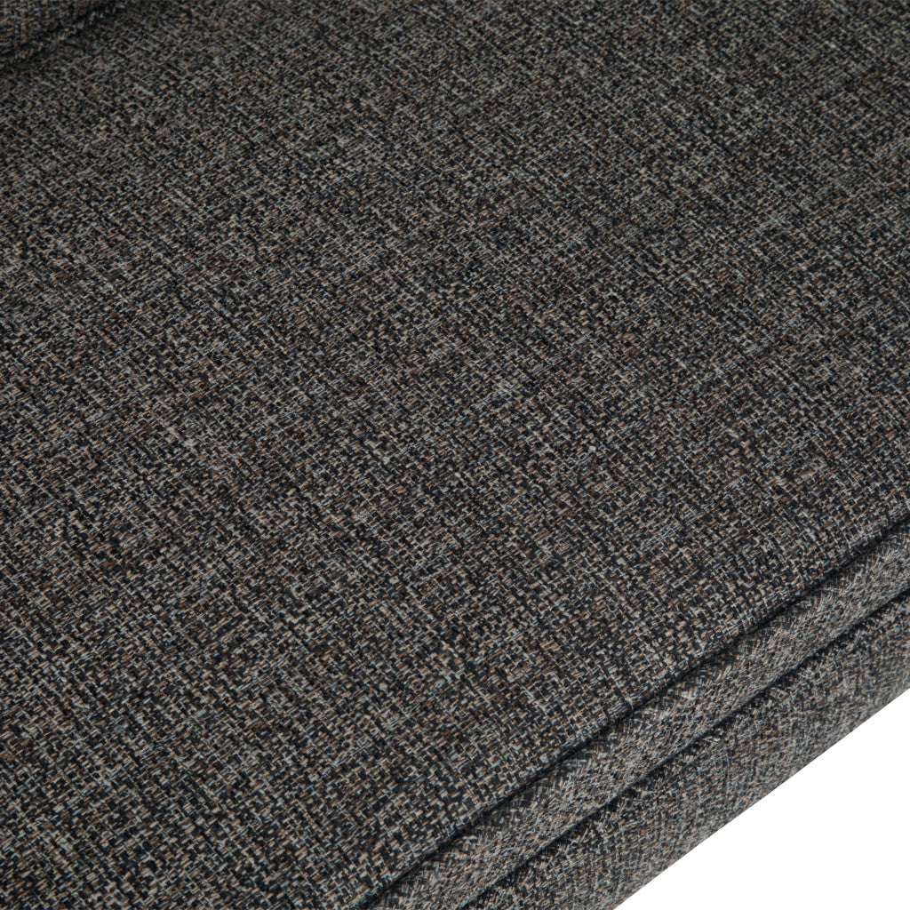 50" Dark Gray and Brown Fabric and Wood Upholstered Bench