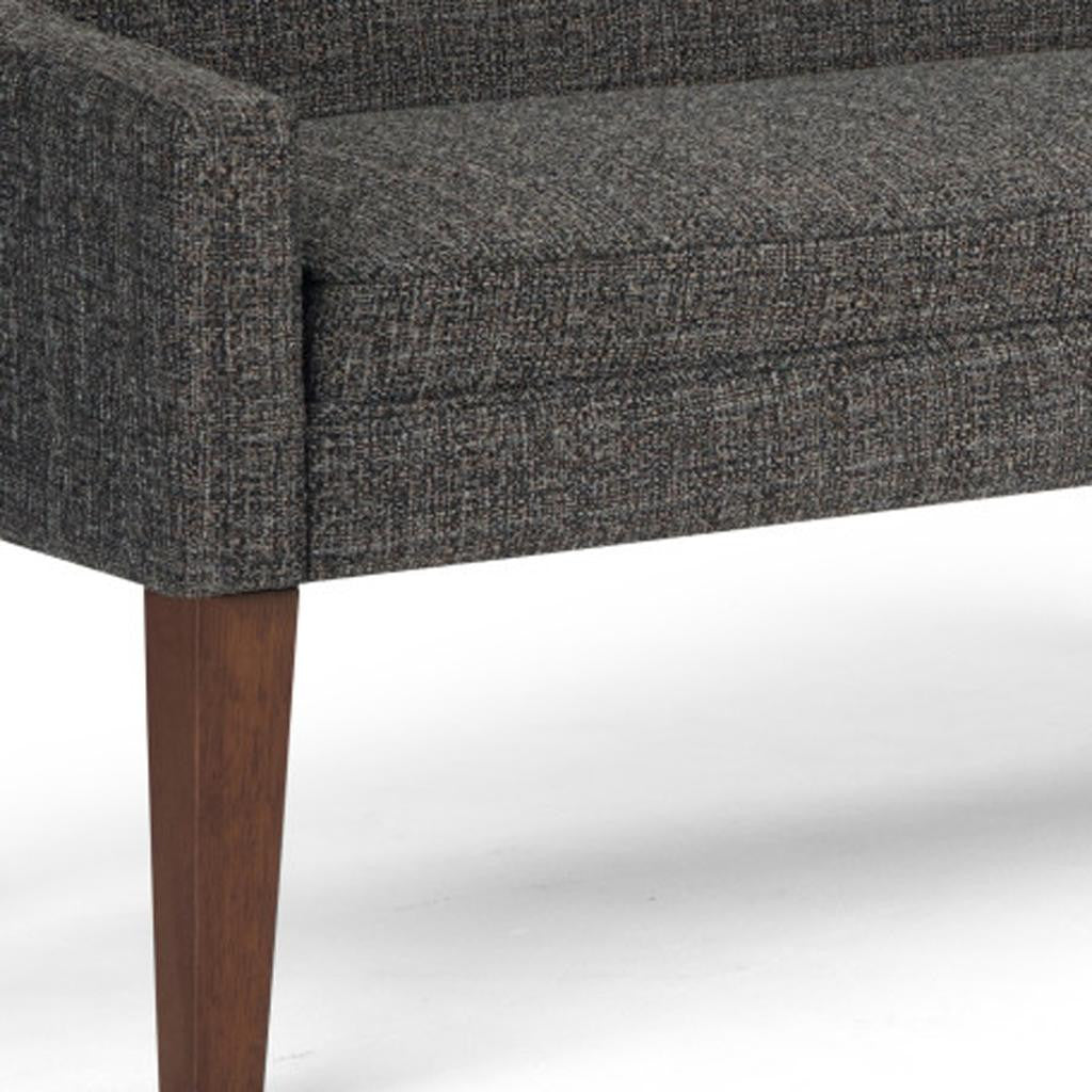 50" Dark Gray and Brown Fabric and Wood Upholstered Bench