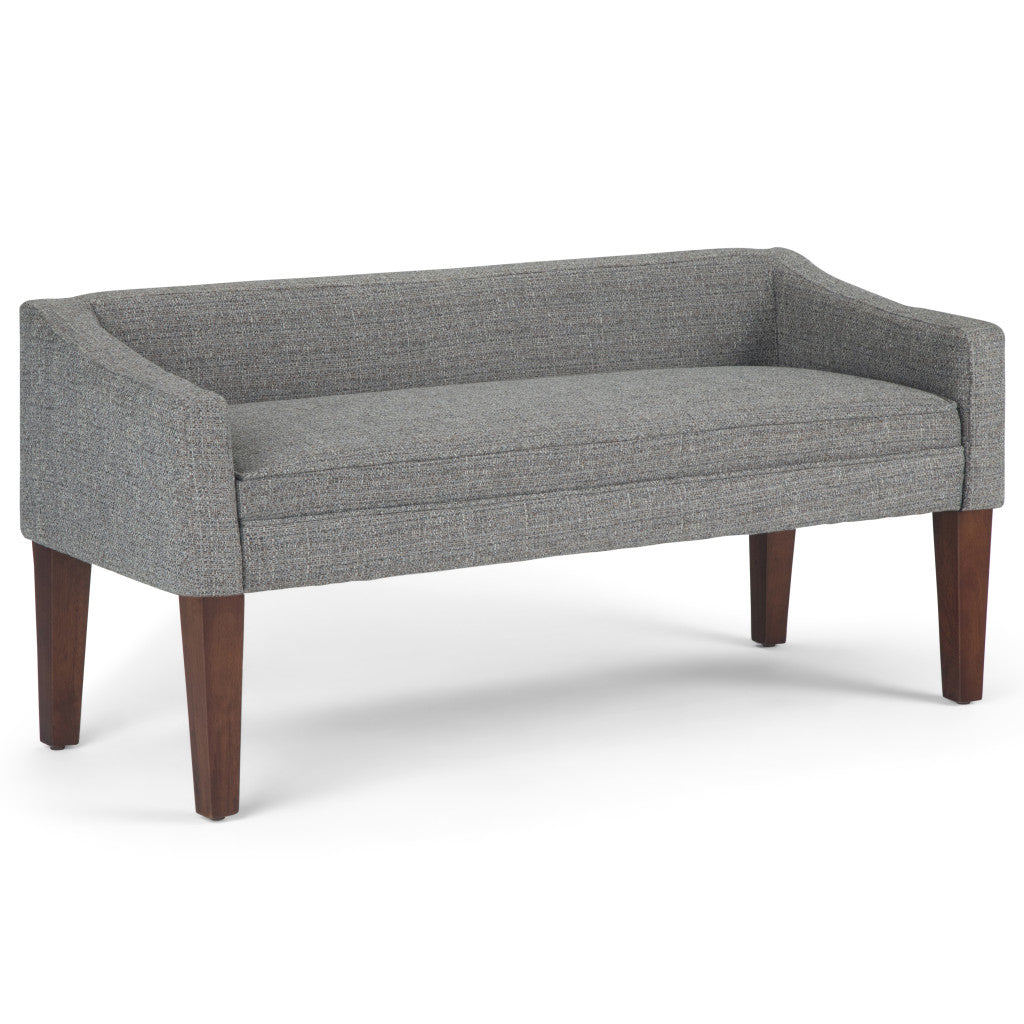 50" Gray and Brown Fabric and Wood Upholstered Bench