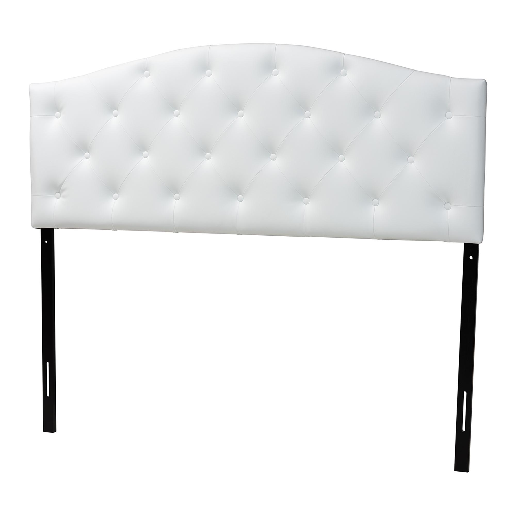 Baxton Studio Myra Modern and Contemporary Queen Size White Faux Leather Upholstered Button-tufted Scalloped Headboard