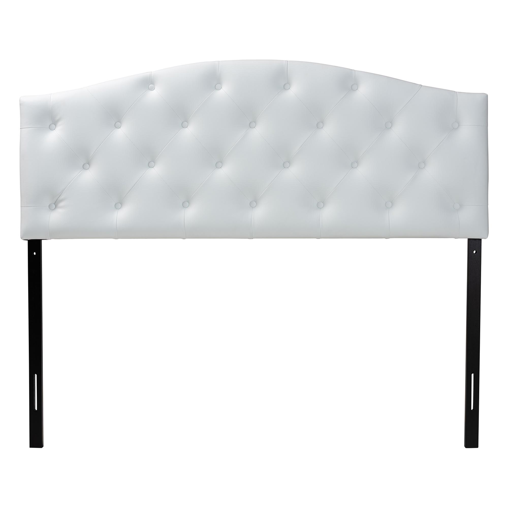 Baxton Studio Myra Modern and Contemporary Full Size White Faux Leather Upholstered Button-tufted Scalloped Headboard