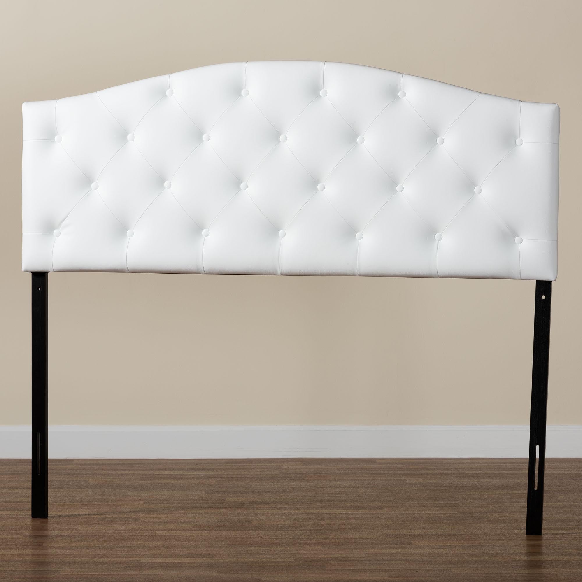 Baxton Studio Myra Modern and Contemporary Queen Size White Faux Leather Upholstered Button-tufted Scalloped Headboard