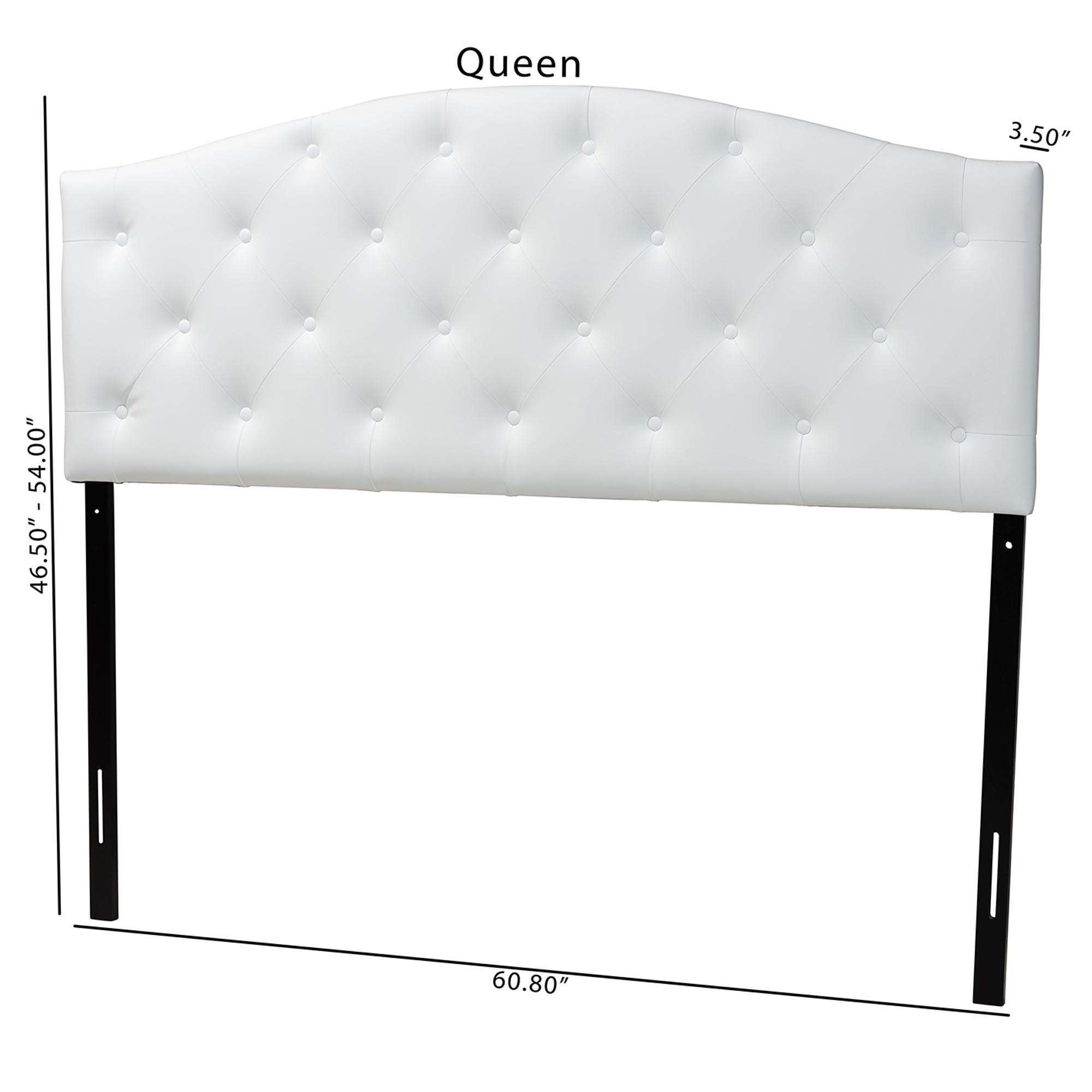 Baxton Studio Myra Modern and Contemporary Queen Size White Faux Leather Upholstered Button-tufted Scalloped Headboard
