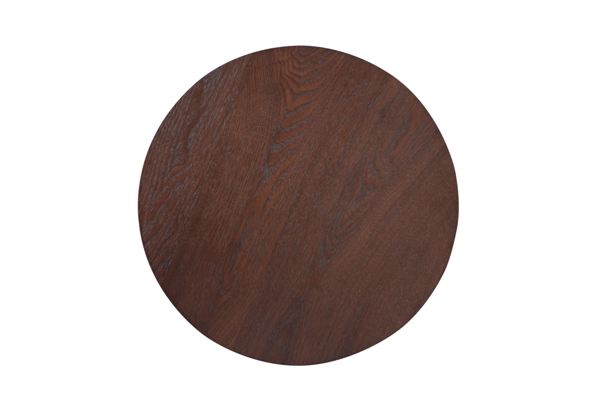 22" Brown Wood Round Pedestal End Table