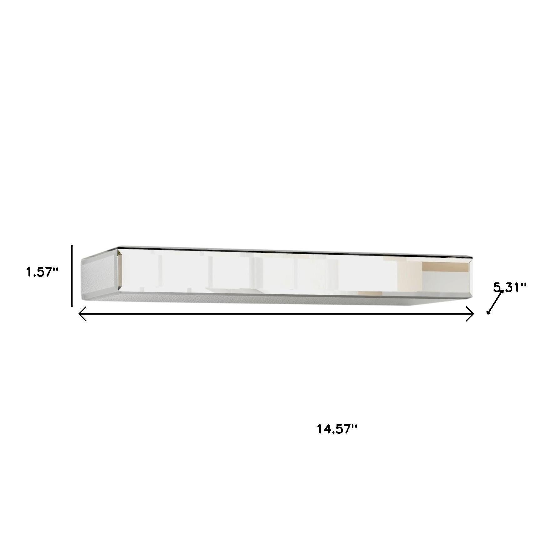 Set Of Three Silver Glass Wall Mounted Floating Shelf
