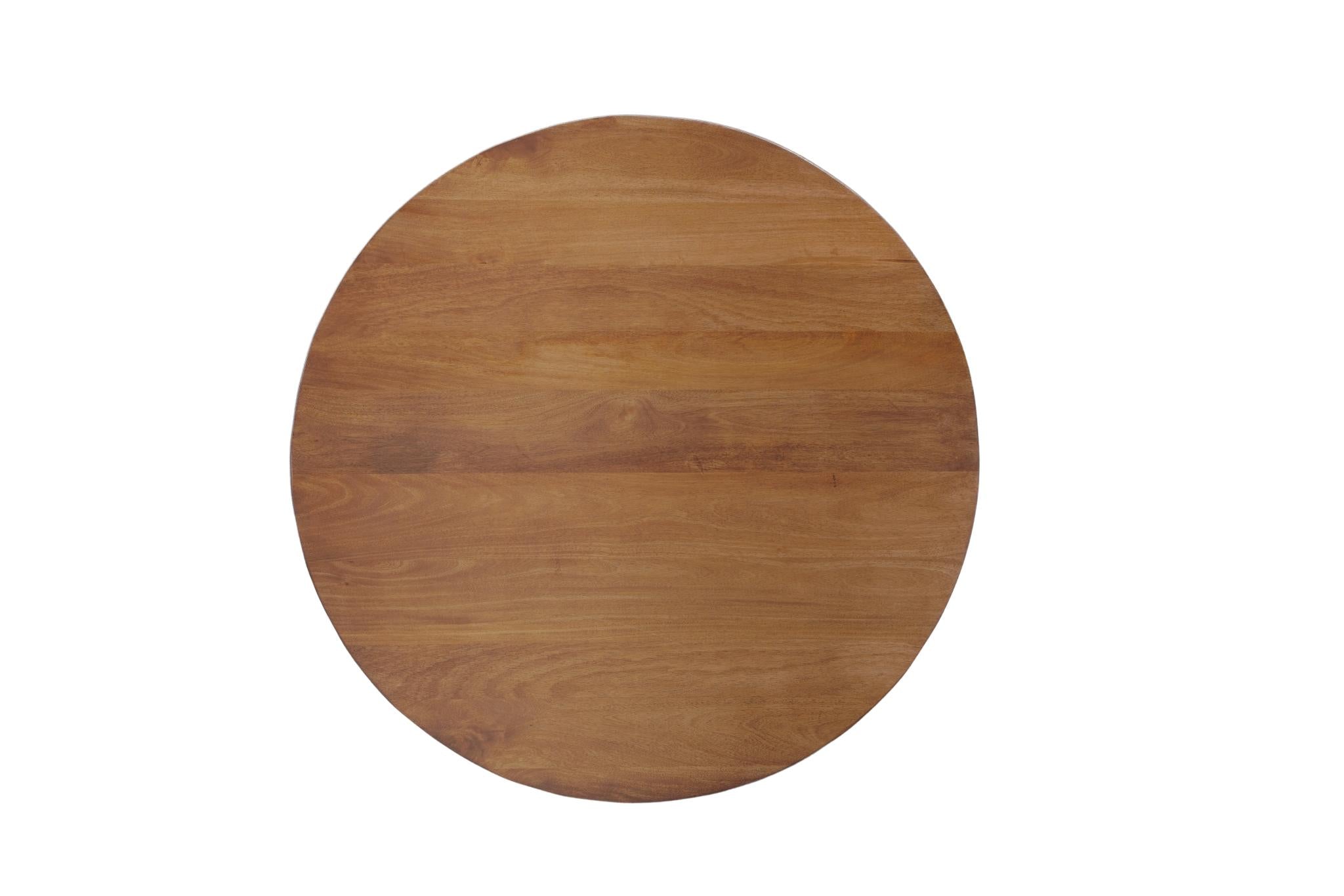 54" Brown Solid Wood Pedestal Base Round Top Dining Table