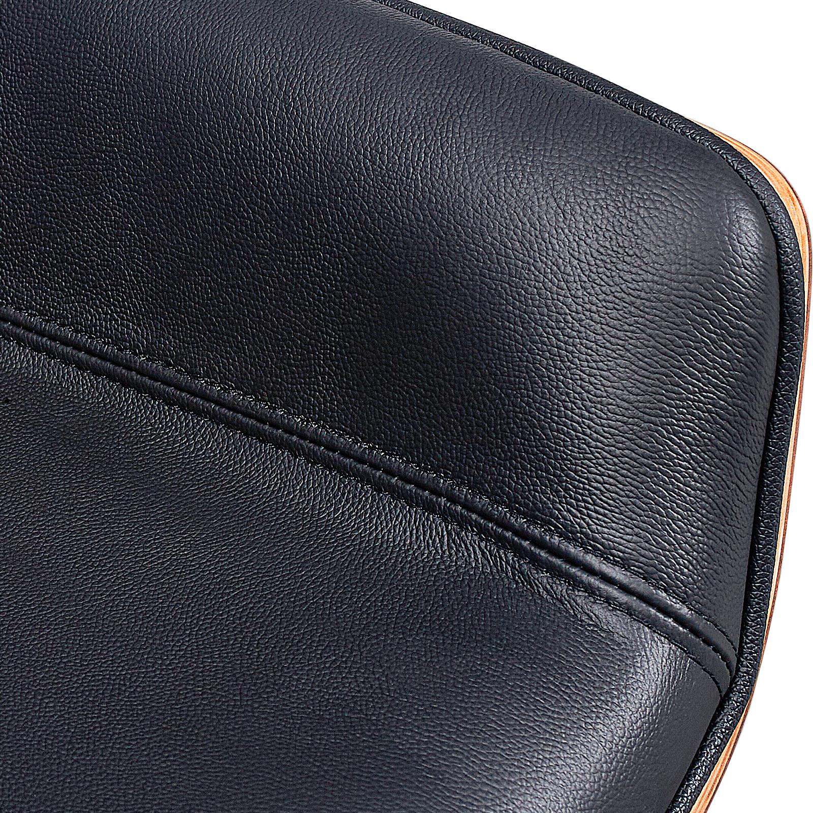 Black Rosewood and Silver Adjustable Height Swivel Rolling Executive Office Chair