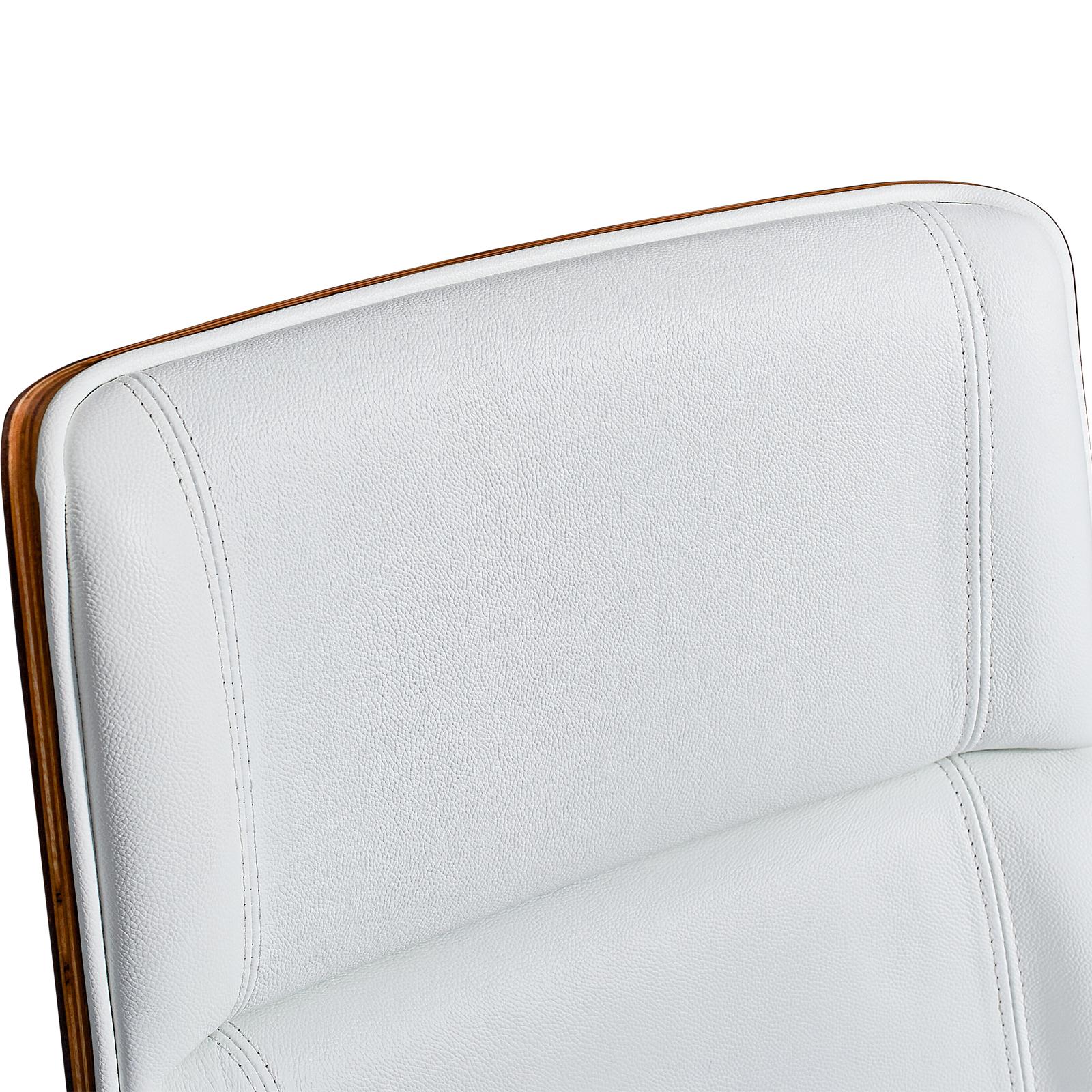 White Rosewood and Silver Adjustable Height Swivel Rolling Executive Office Chair